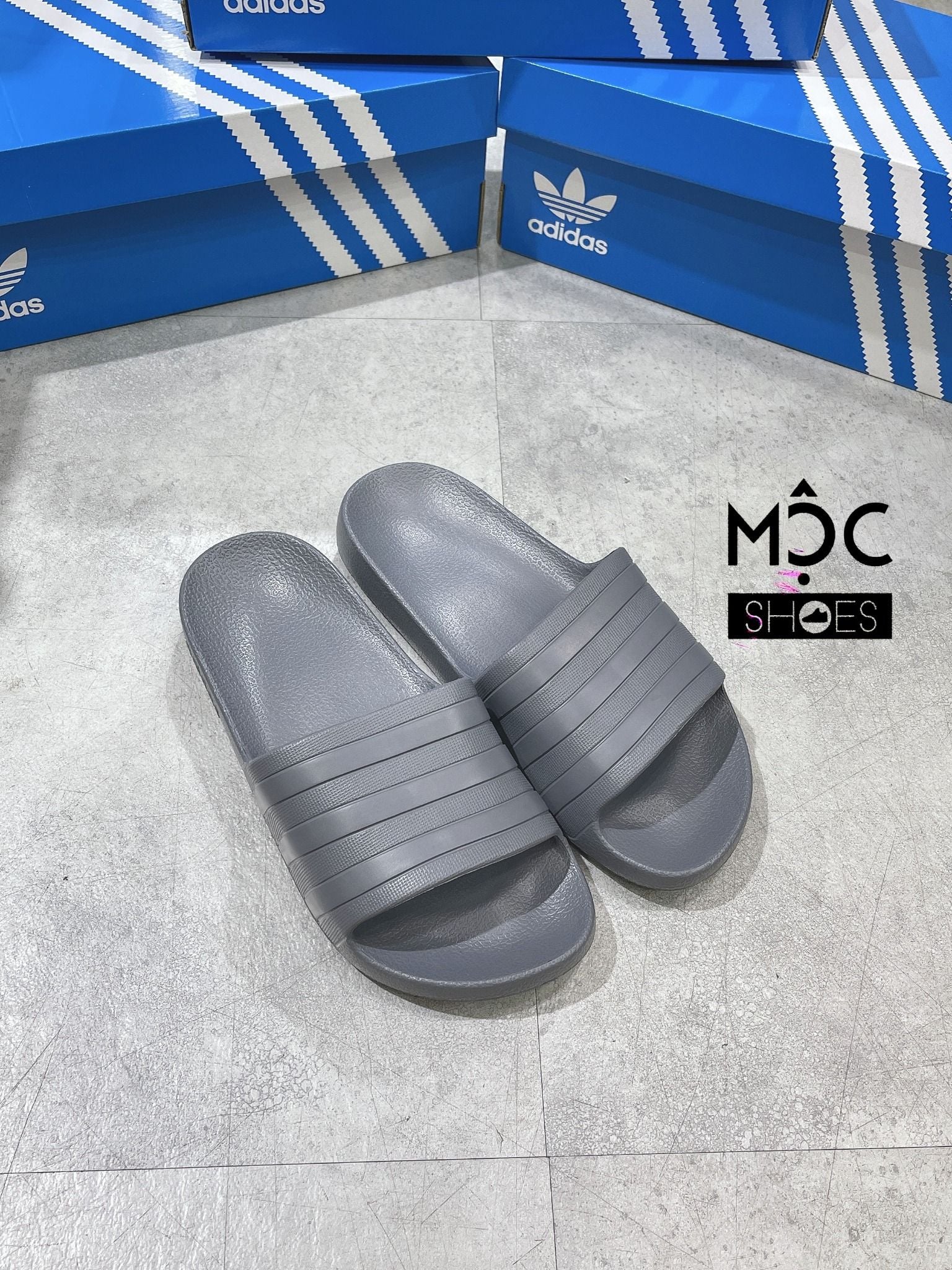  0222 - HÀNG CHÍNH HÃNG - DÉP ADILETTE AQUA SLIDE - XÁM - *FULL GREY* - 2022** 