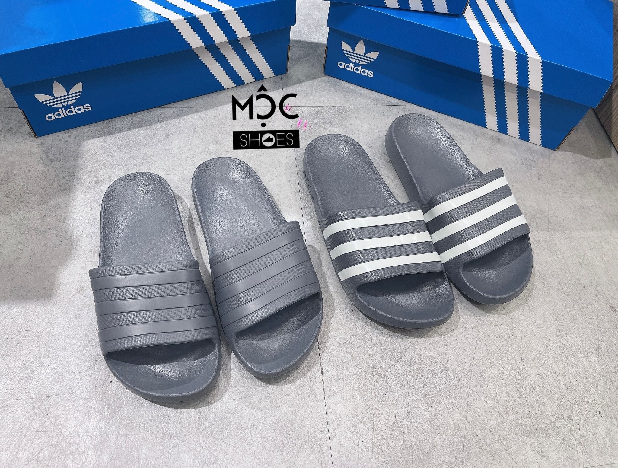  0222 - HÀNG CHÍNH HÃNG - DÉP ADILETTE AQUA SLIDE - XÁM - *FULL GREY* - 2022** 