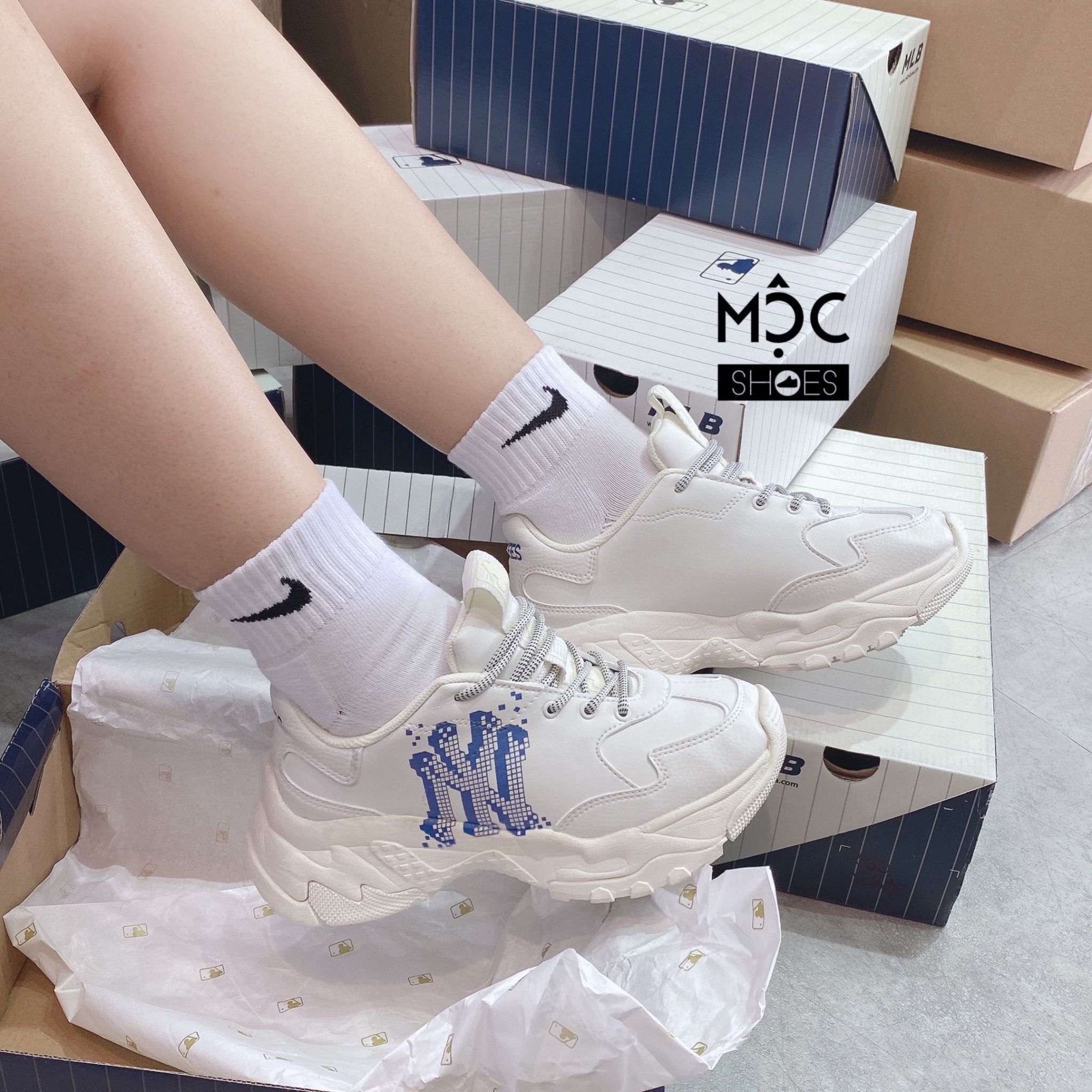  0428 - HÀNG CHÍNH HÃNG - Giày thể thao Sneaker MLB Big Ball Chunky - New York 3D - Xanh Blue - Season MỚI 