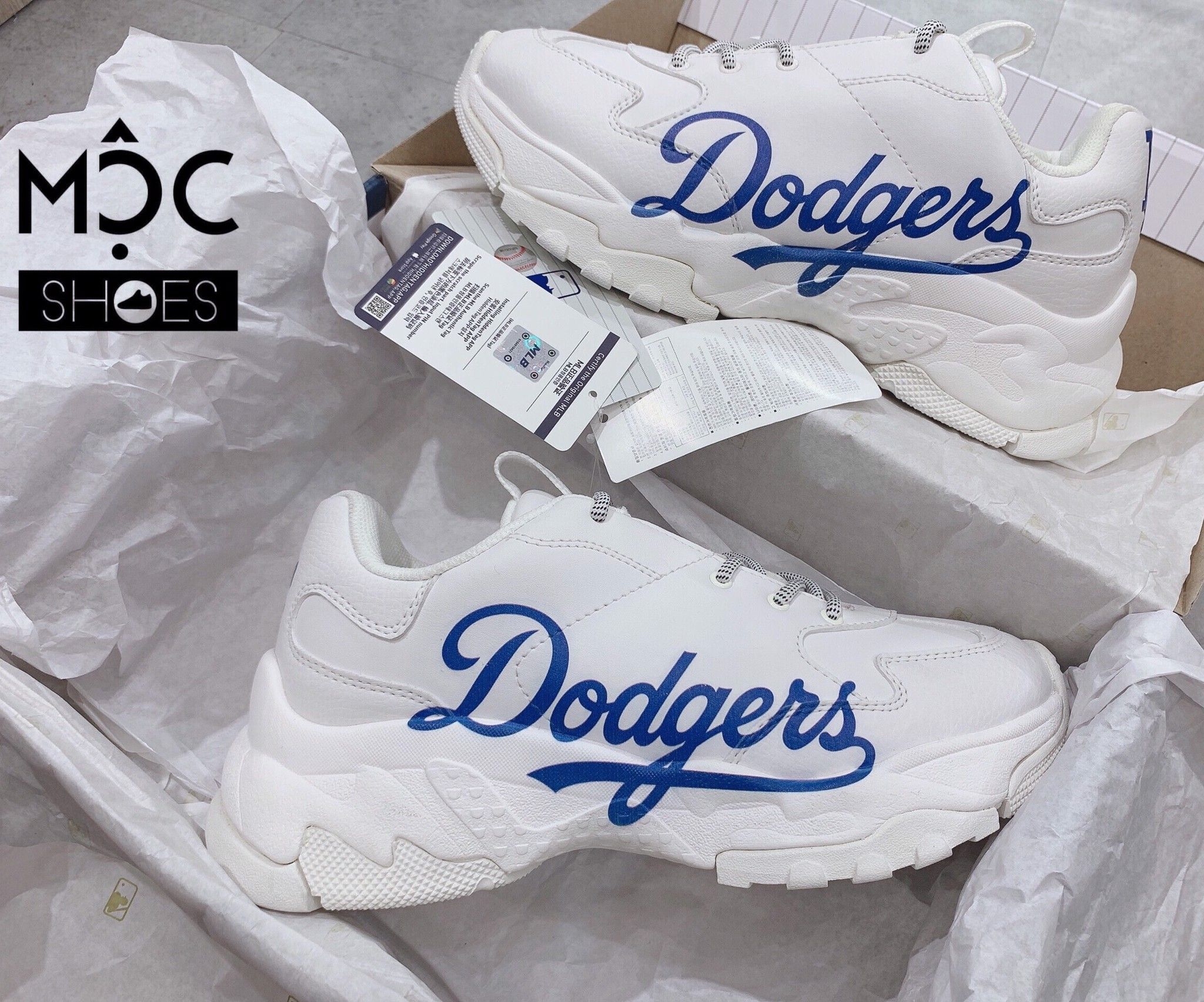  0099 - HÀNG CHÍNH HÃNG - GIÀY SNEAKER MLB BIG BALL CHUNKY DODGER - *MÀU TRẮNG LOGO XANH* - 2021** - Code: 32SHC2011 07W 