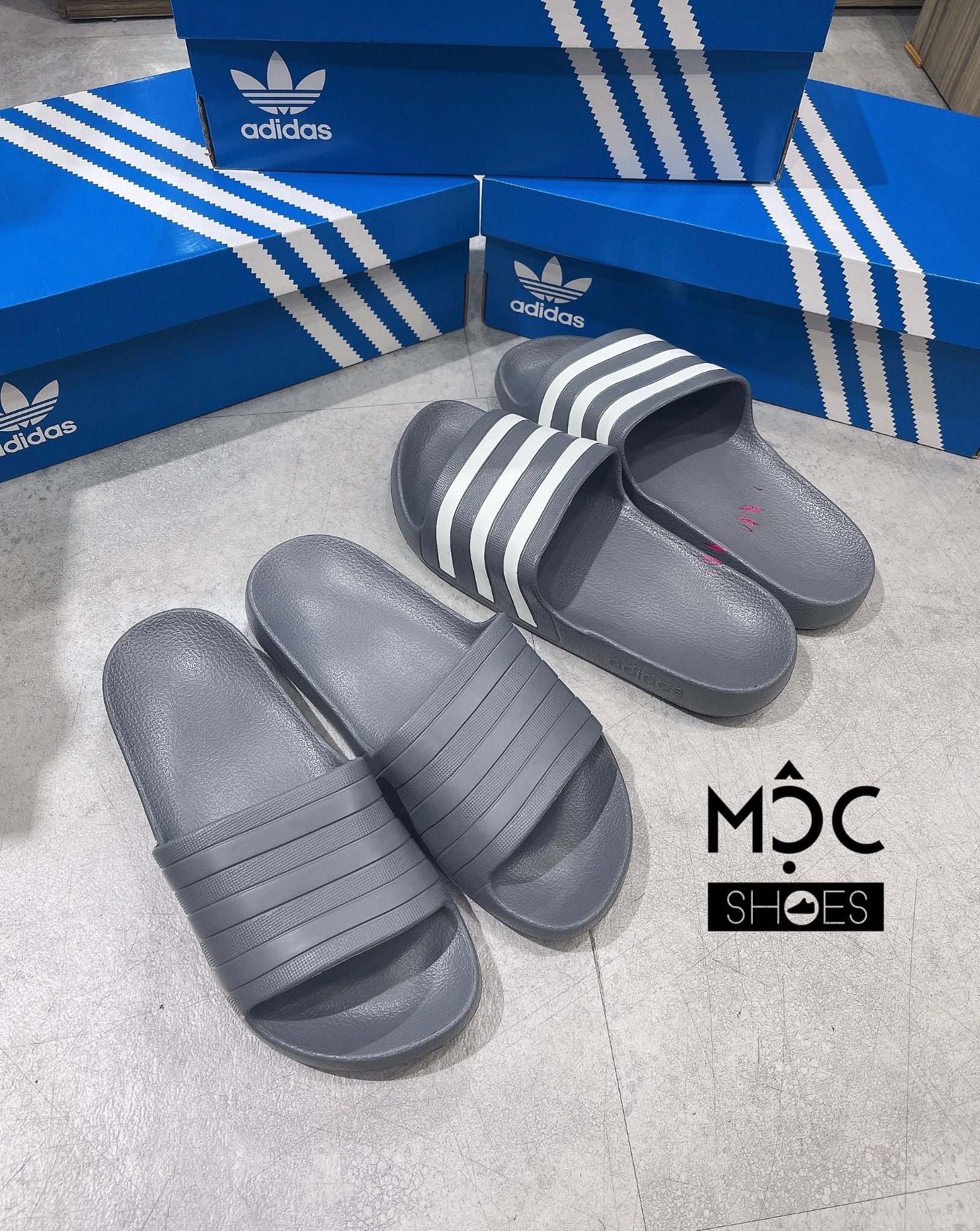  0222 - HÀNG CHÍNH HÃNG - DÉP ADILETTE AQUA SLIDE - XÁM - *FULL GREY* - 2022** 