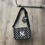  0432 - HÀNG CHÍNH HÃNG - TÚI MLB ĐEO CHÉO Monogram (LỚN) Cross Bag New York Yankees *BLACK* - Code: 3ACRM012N-50BKS 