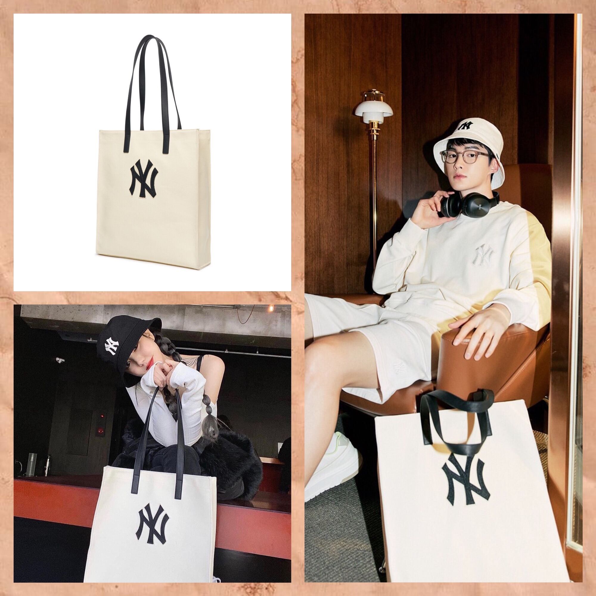  0532 - HÀNG CHÍNH HÃNG - TÚI TOTE MLB CANVAS NEW YORK YANKESS MÀU KEM TRẮNG - *CREAM* - CODE: 3AORM022N-50CRS 