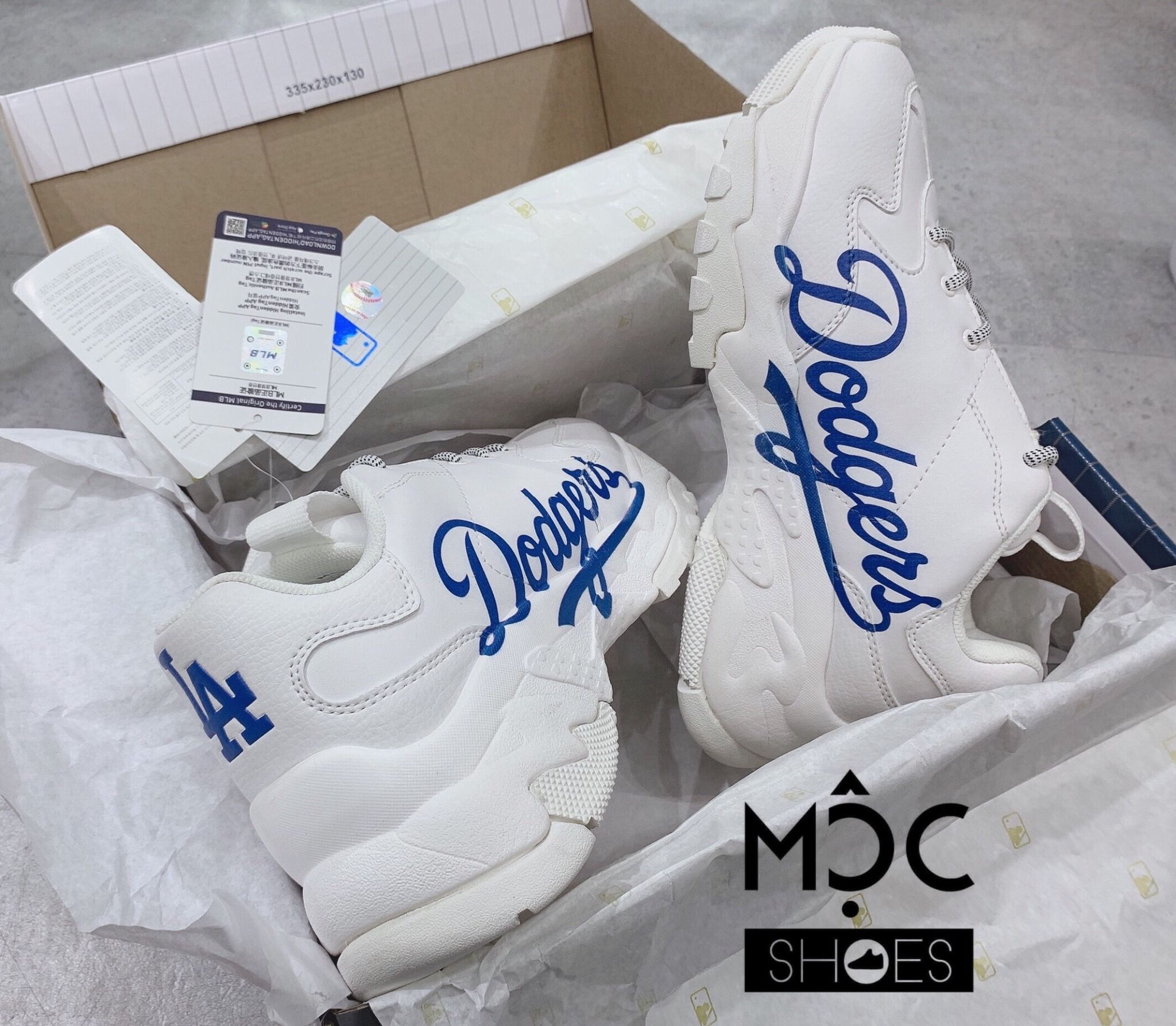  0284 - HÀNG CHÍNH HÃNG - GIÀY SNEAKER MLB BIG BALL CHUNKY DODGER - *MÀU TRẮNG LOGO XANH* - 2021** - Code: 32SHC2011 07W 