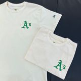  0642 - HÀNG CHÍNH HÃNG - ÁO THUN NEW ERA - LOGO A'S GREEN KEM - *BEIGE* - Code: 13086596 