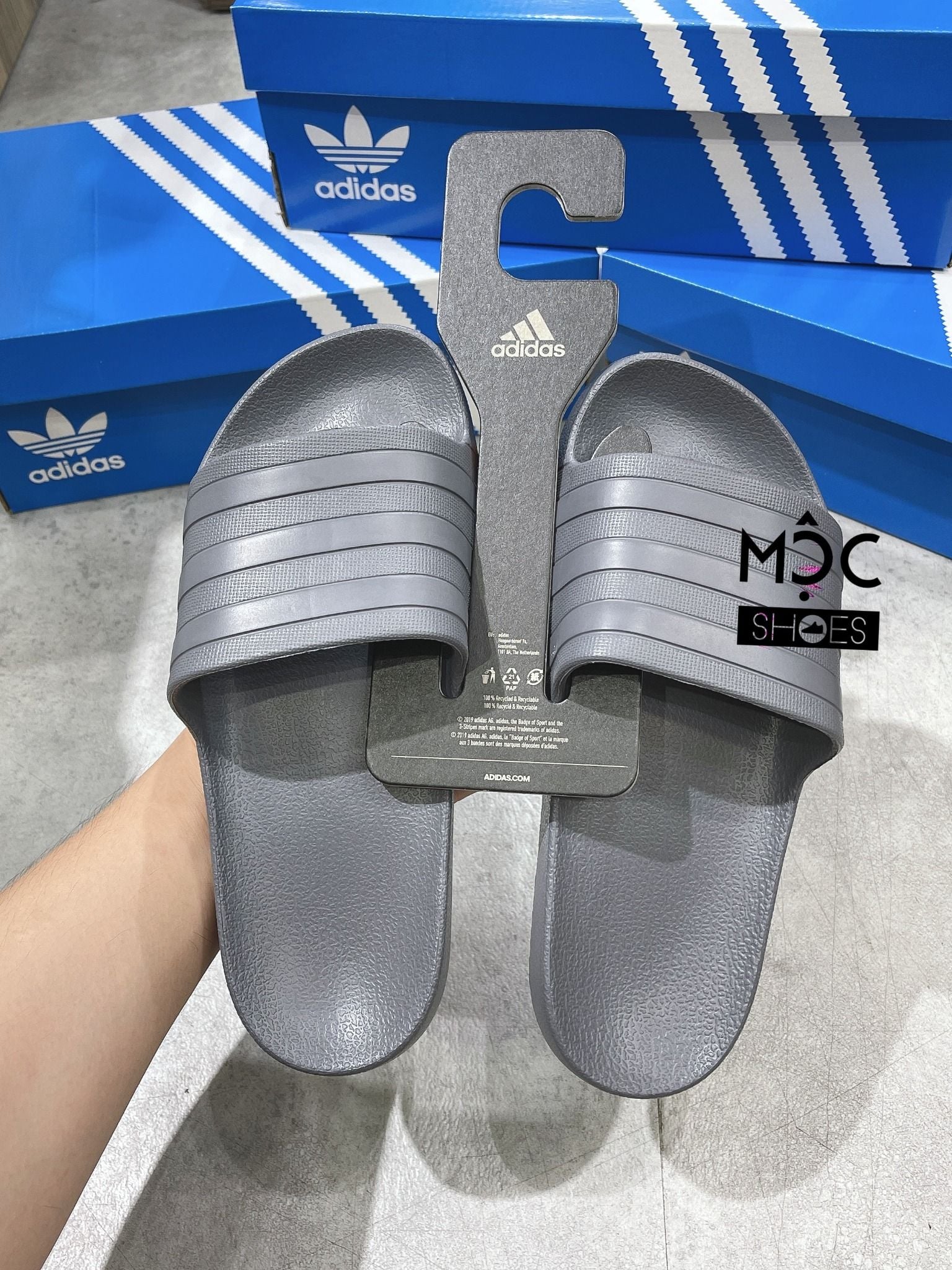 0222 - HÀNG CHÍNH HÃNG - DÉP ADILETTE AQUA SLIDE - XÁM - *FULL GREY* - 2022** 