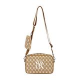  1185 - HÀNG CHÍNH HÃNG -Túi MLB Monogram New York Yankees  *BEGIE* - Code: 32BGDC111 -50B 