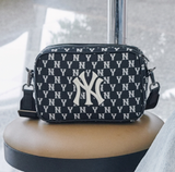  0432 - HÀNG CHÍNH HÃNG - TÚI MLB ĐEO CHÉO Monogram (LỚN) Cross Bag New York Yankees *BLACK* - Code: 3ACRM012N-50BKS 