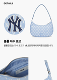  0435 - HÀNG CHÍNH HÃNG - TÚI MLB MONOGRAM HOBO BAG NEW YORK - *BABY BLUE* - CODE: 3ABQS012N-50BLL 
