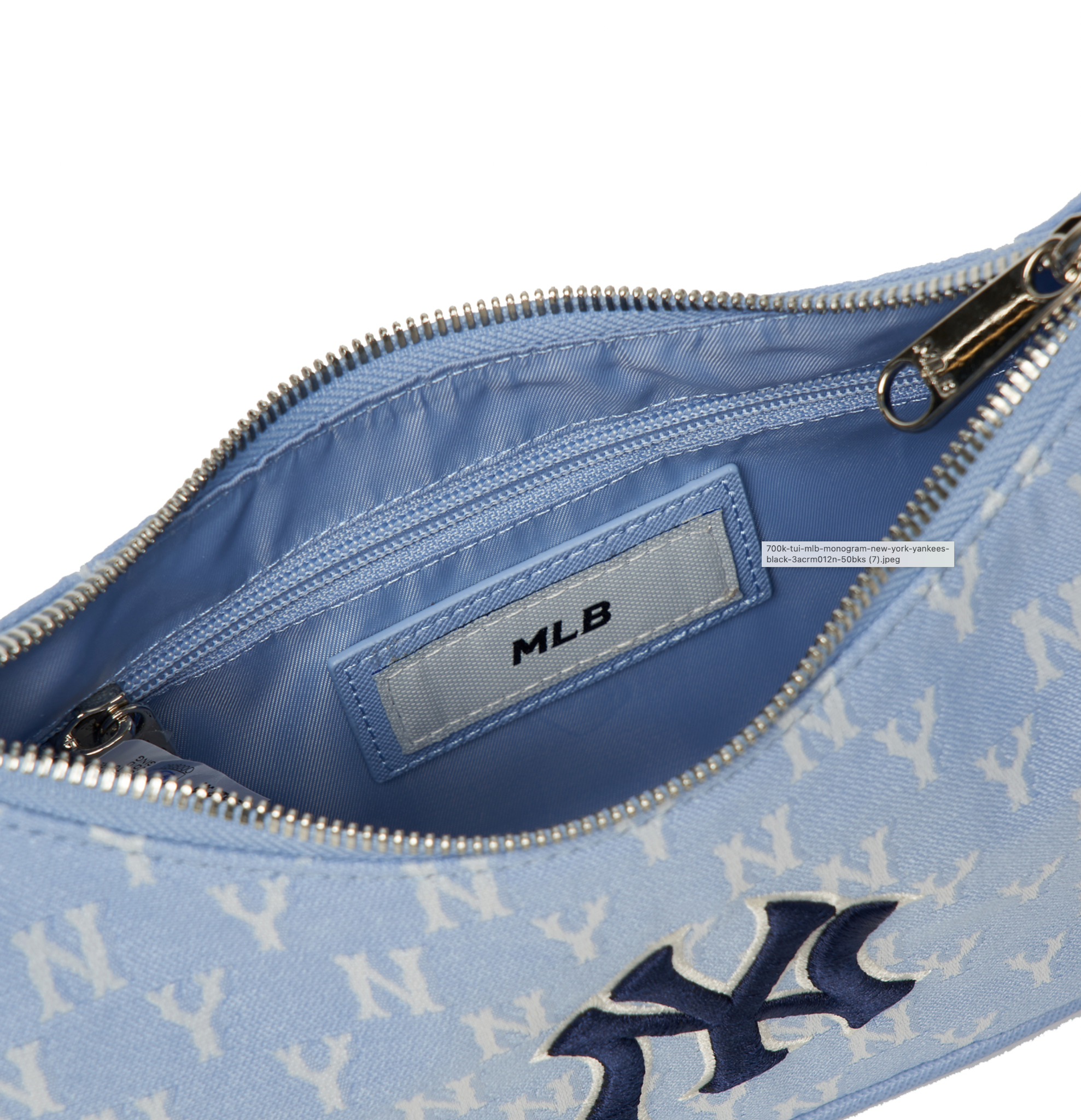  0435 - HÀNG CHÍNH HÃNG - TÚI MLB MONOGRAM HOBO BAG NEW YORK - *BABY BLUE* - CODE: 3ABQS012N-50BLL 