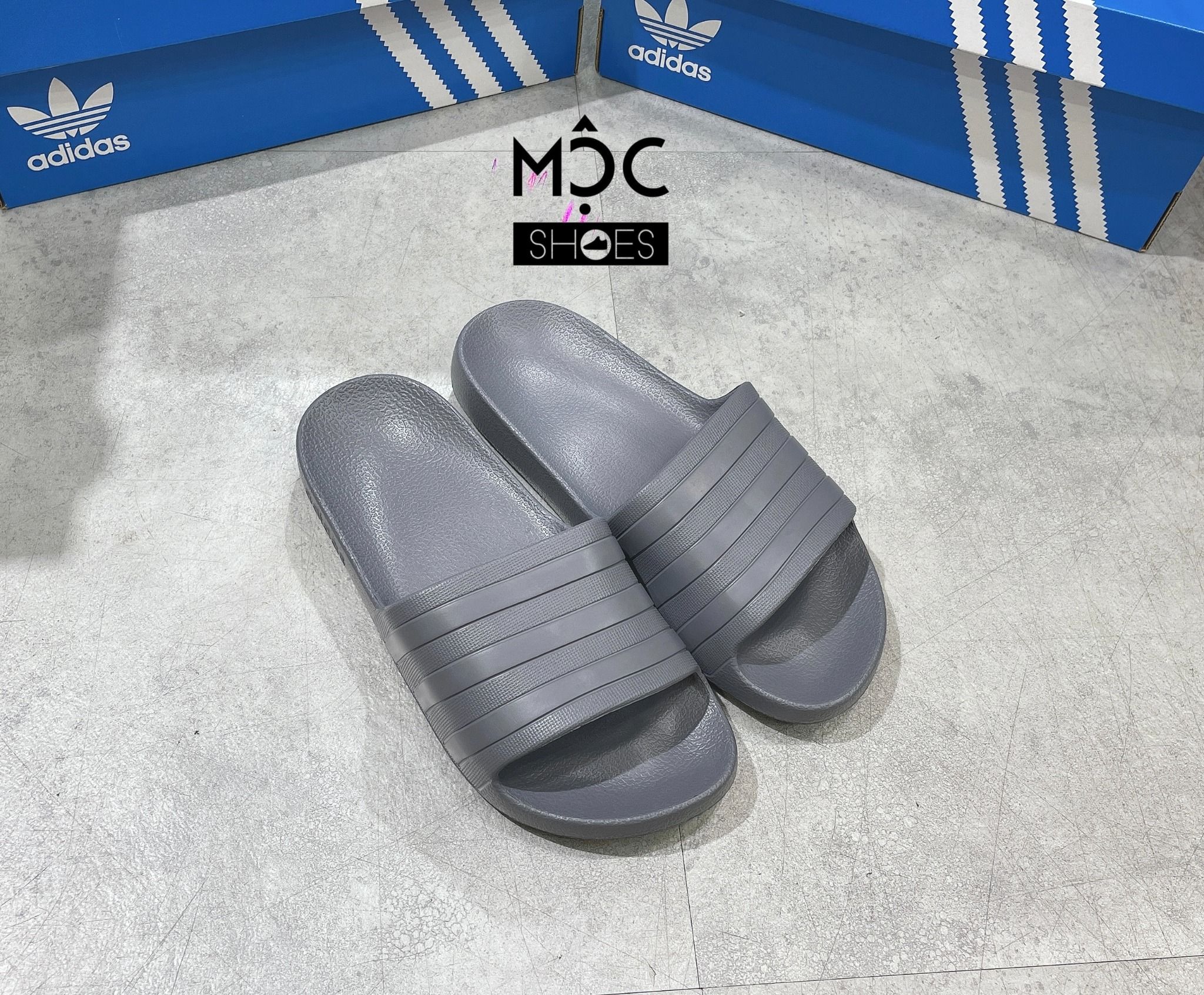  0222 - HÀNG CHÍNH HÃNG - DÉP ADILETTE AQUA SLIDE - XÁM - *FULL GREY* - 2022** 