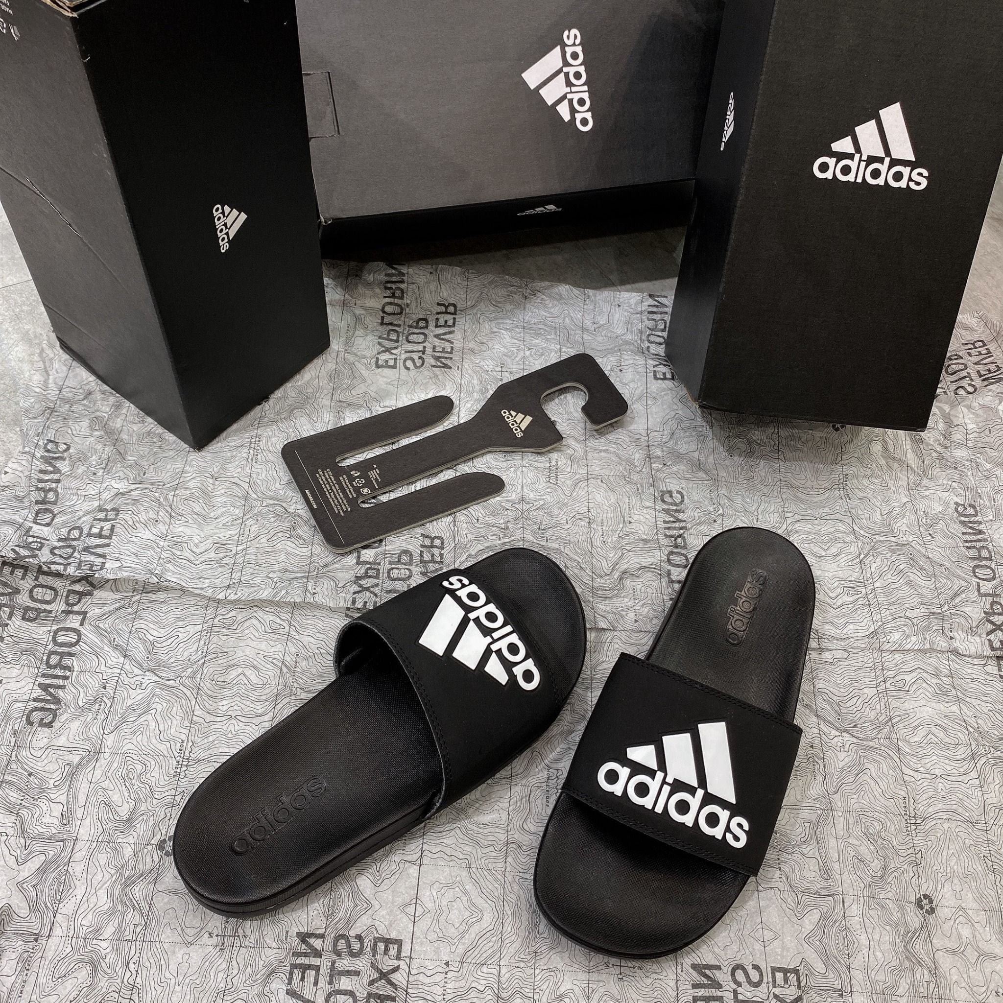  0328 - HÀNG CHÍNH HÃNG - DÉP ADIDAS CLOUDFOAM COMFORT - BIG LOGO - (3) - Code: CG3425 