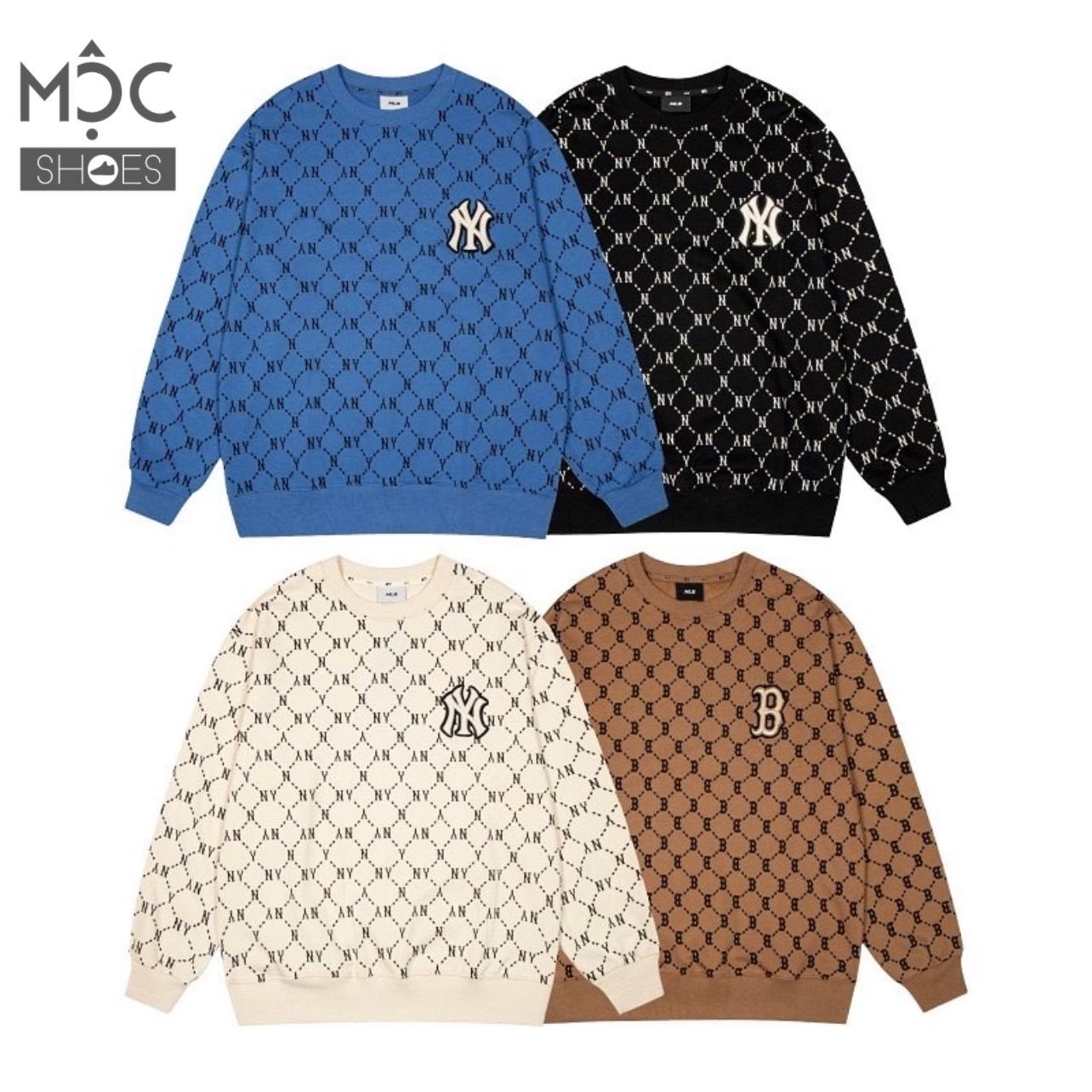 0429  HÀNG CHÍNH HÃNG  ÁO Sweater MLB Monogram Diamond All Over Ove  MỘC  SHOES