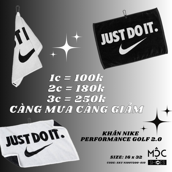  1566 - HÀNG CHÍNH HÃNG - NIKE PERFORMANCE GOLF TOWEL / KHĂN 2.0 - SIZE: 16 x 32 - CODE: SKU N1007200-010 