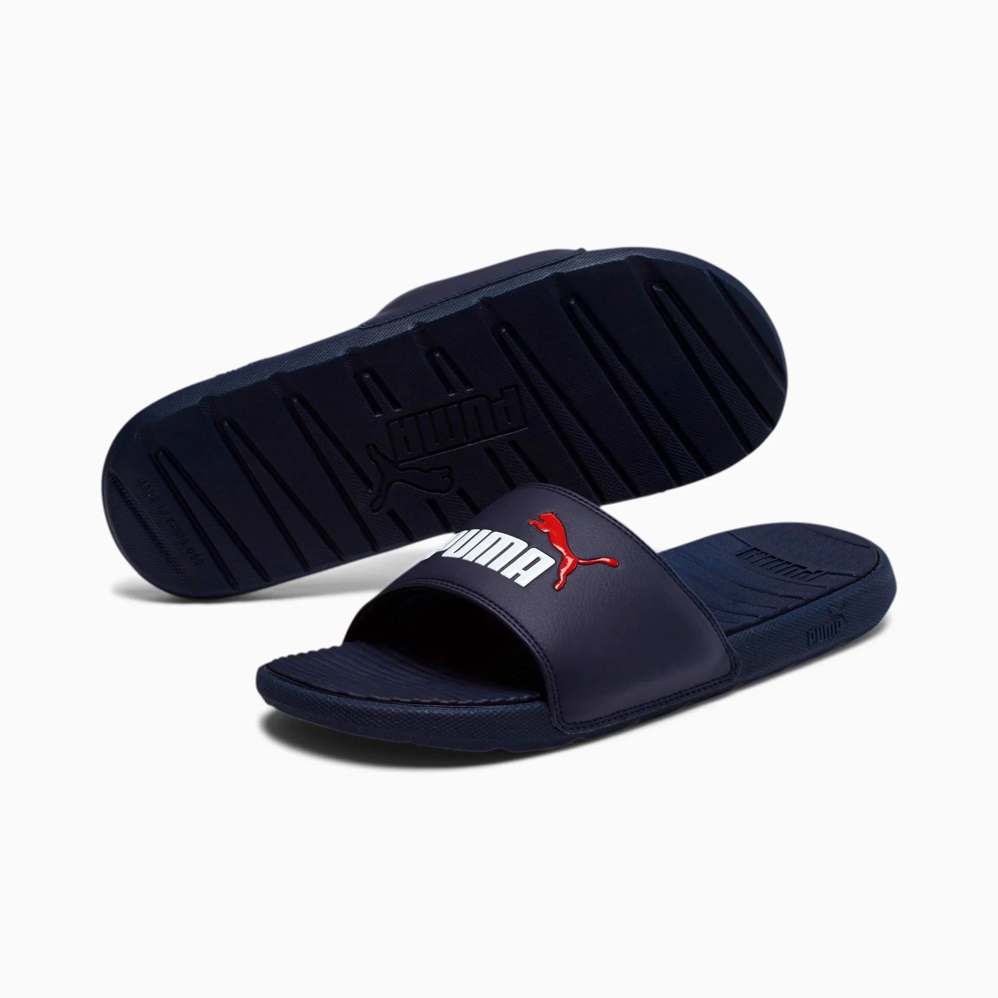  0424 - HÀNG CHÍNH HÃNG - DÉP PUMA COOL CAT - XANH TRẮNG - *NAVY WHITE* - Code: 371023 11 