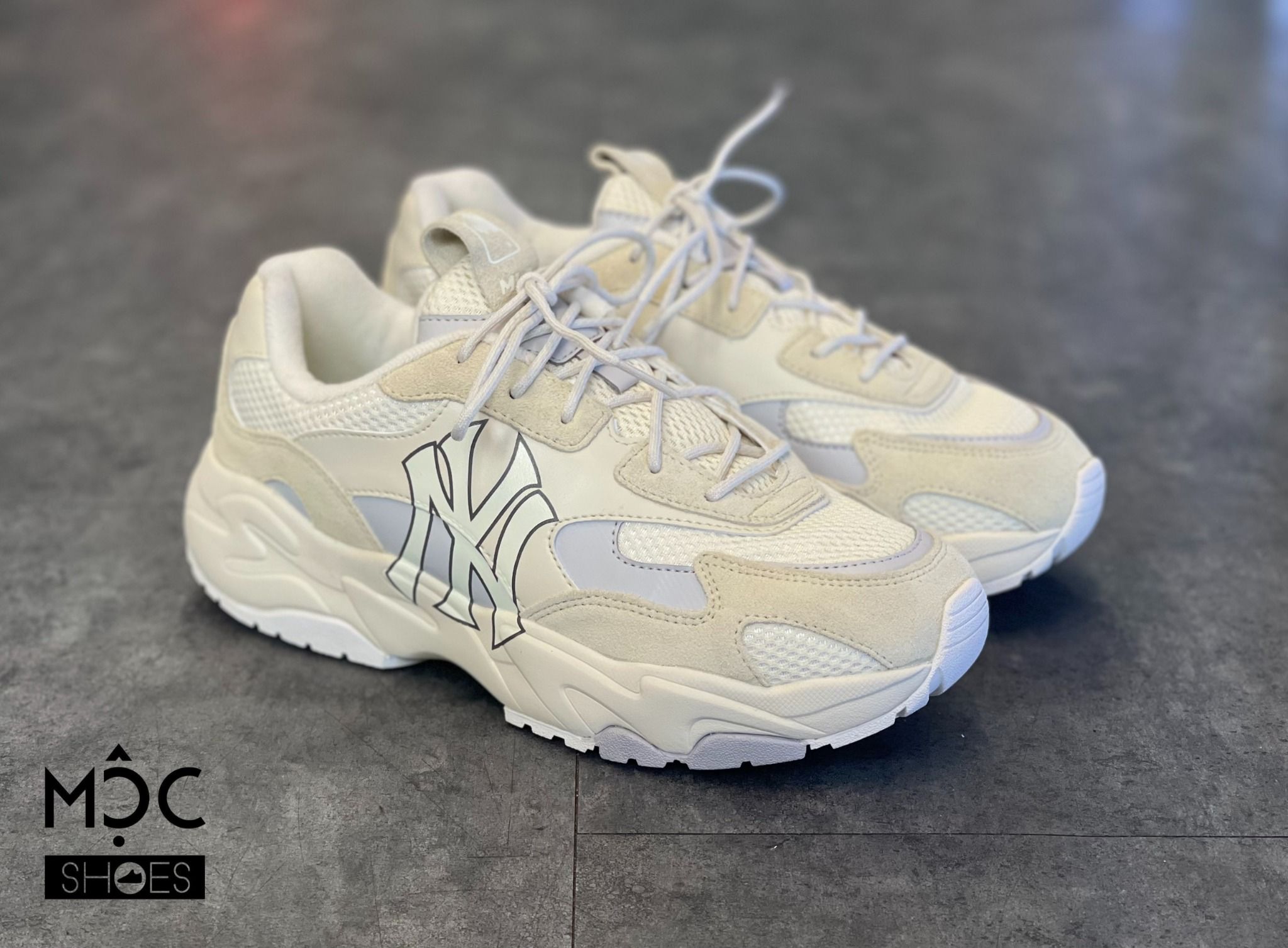  0289 - HÀNG CHÍNH HÃNG - GIÀY SNEAKER MLB CHUNKY LITE - New York màu Cream - Code: 3ASHC3S1N-50CR (4) 