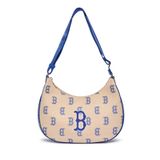  1245- HÀNG CHÍNH HÃNG - Túi MLB Big Classic Monogram Jacquard Large Hobo Bag Boston Red Sox L.Sand - CODE : 3ABQL023N-43SAL 