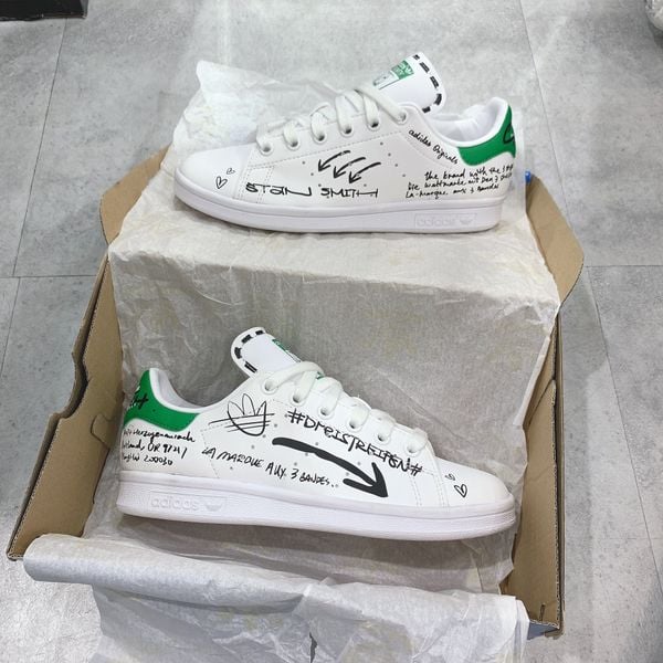  0067 - HÀNG CHÍNH HÃNG - GIÀY ADIDAS STANSMITH - WRITING HAND - *WHITE/GREEN* - 2021** - Code: 