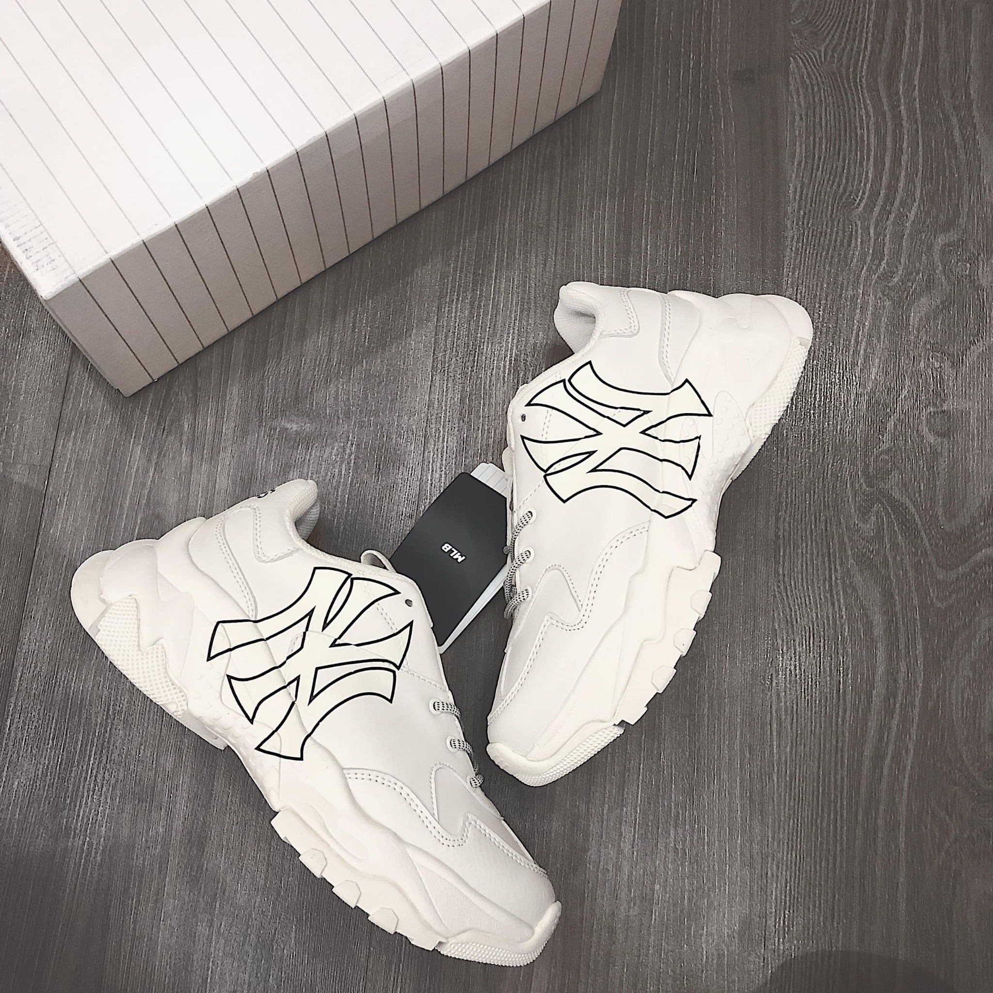  0348 - HÀNG CHÍNH HÃNG - GIÀY SNEAKER MLB BIG BALL CHUNKY NEW YORK  - *WHITE BLACK* - 2021** - Code: 32SHC1911 50I 