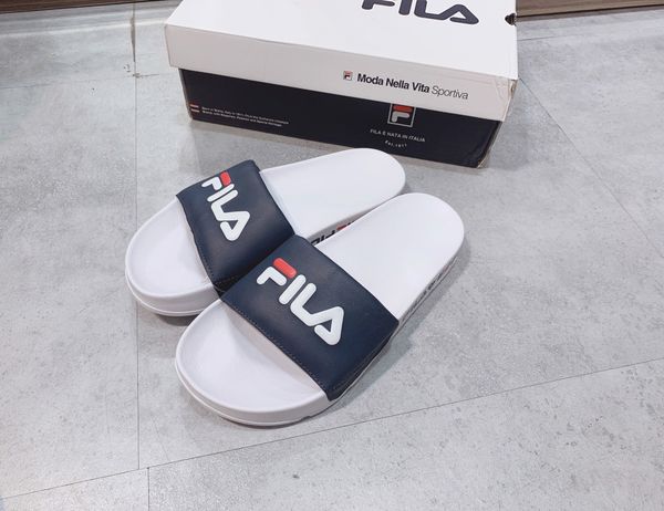  0046 - HÀNG CHÍNH HÃNG - DÉP FILA DRIFTER SLIDES - *WHITE/NAVY* - 2021** - Code: FS1SLA2011X_WWT 