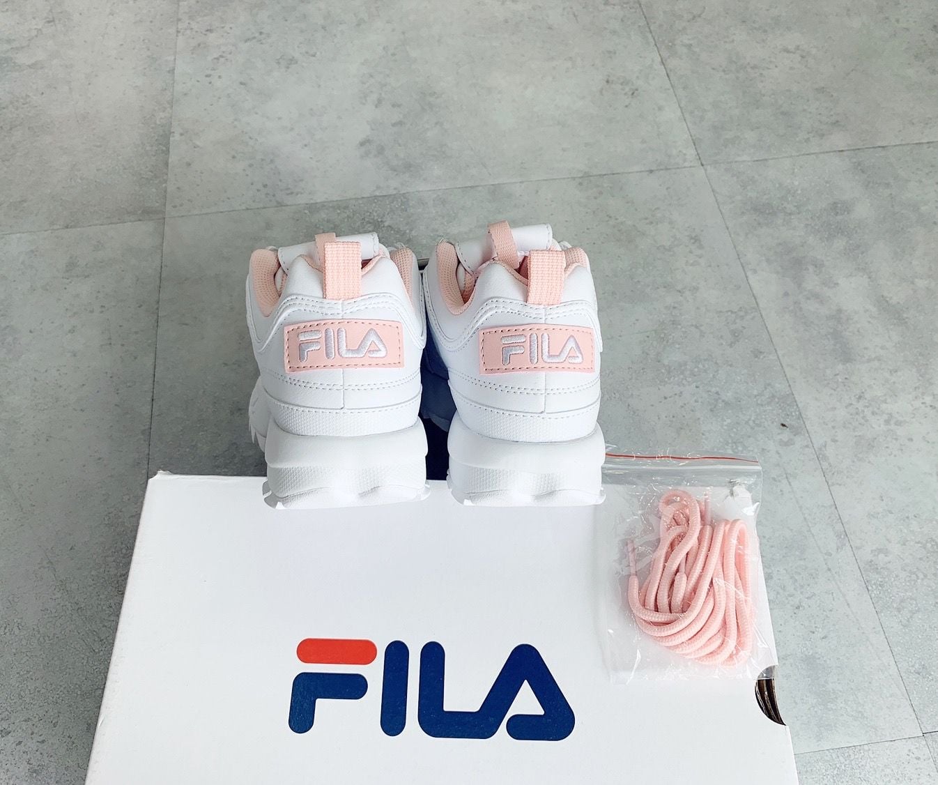  0448 - HÀNG CHÍNH HÃNG - GIÀY FILA DISRUPTOR CÁ MẬP - *WHITE/PINK* - Code: FS1HTA1074X WPK-1 