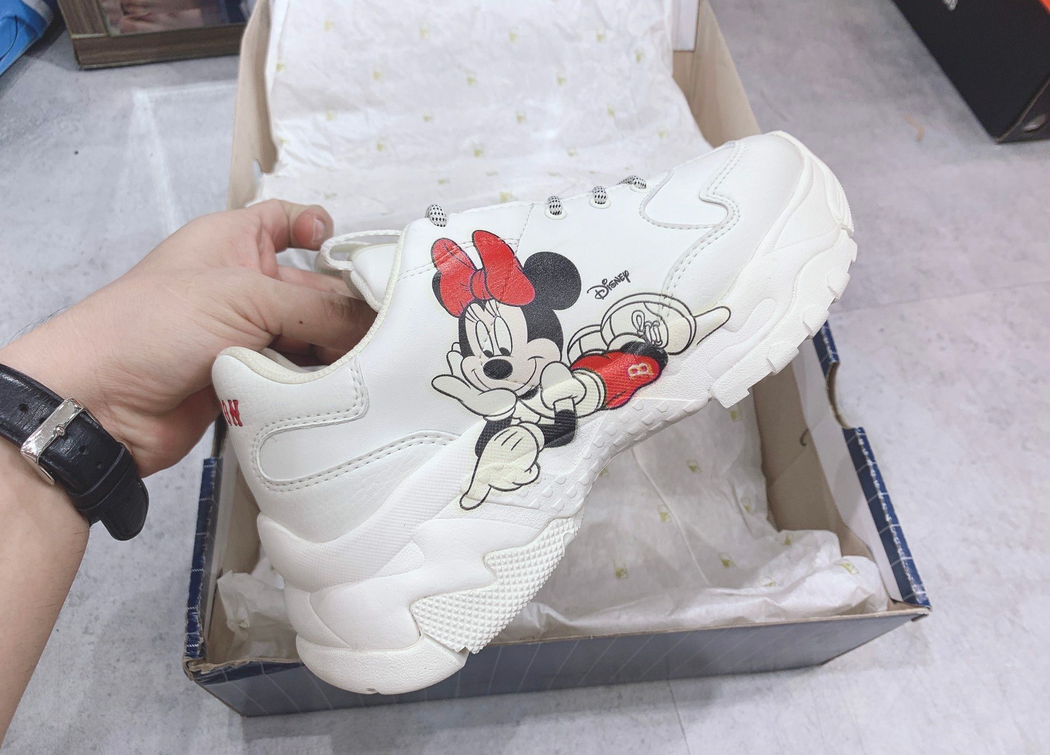  0113 - HÀNG CHÍNH HÃNG - GIÀY SNEAKER MLB CHUNKY MICKEY NẰM - MINNIE IVORY - *MICKEY LOGO* - 2021** - Code: 32SHCF011-43I 