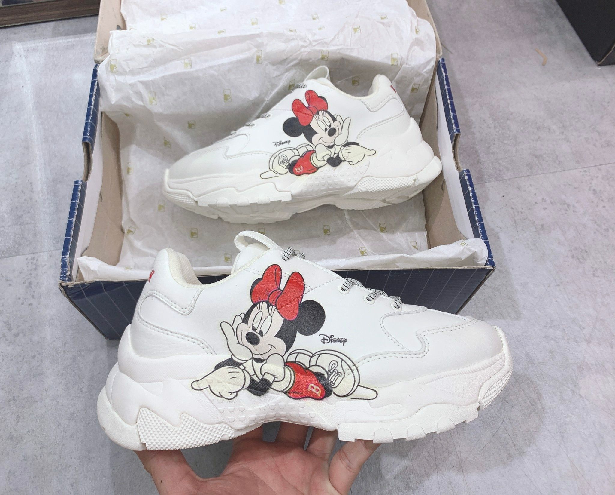  0161 - HÀNG CHÍNH HÃNG - GIÀY SNEAKER MLB CHUNKY MICKEY NẰM - MINNIE IVORY - *MICKEY LOGO* - 2021** - Code: 32SHCF011-43I 