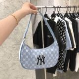  0435 - HÀNG CHÍNH HÃNG - TÚI MLB MONOGRAM HOBO BAG NEW YORK - *BABY BLUE* - CODE: 3ABQS012N-50BLL 