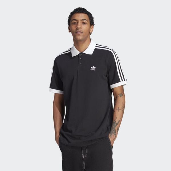  2696 - HÀNG CHÍNH HÃNG - ÁO ADIDAS POLO 2 SỌC CỔ TRẮNG - * BLACK * CODE : IL2501 