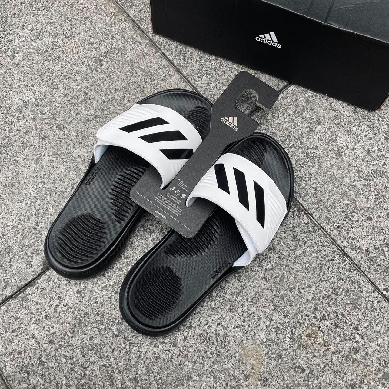  1739 - HÀNG CHÍNH HÃNG - DÉP ADIDAS ALPHABOUCE SLIDE - Đen Full / Quai trắng - *BLACK/Quai WHITE* - 2024** - Code:FZ0388 