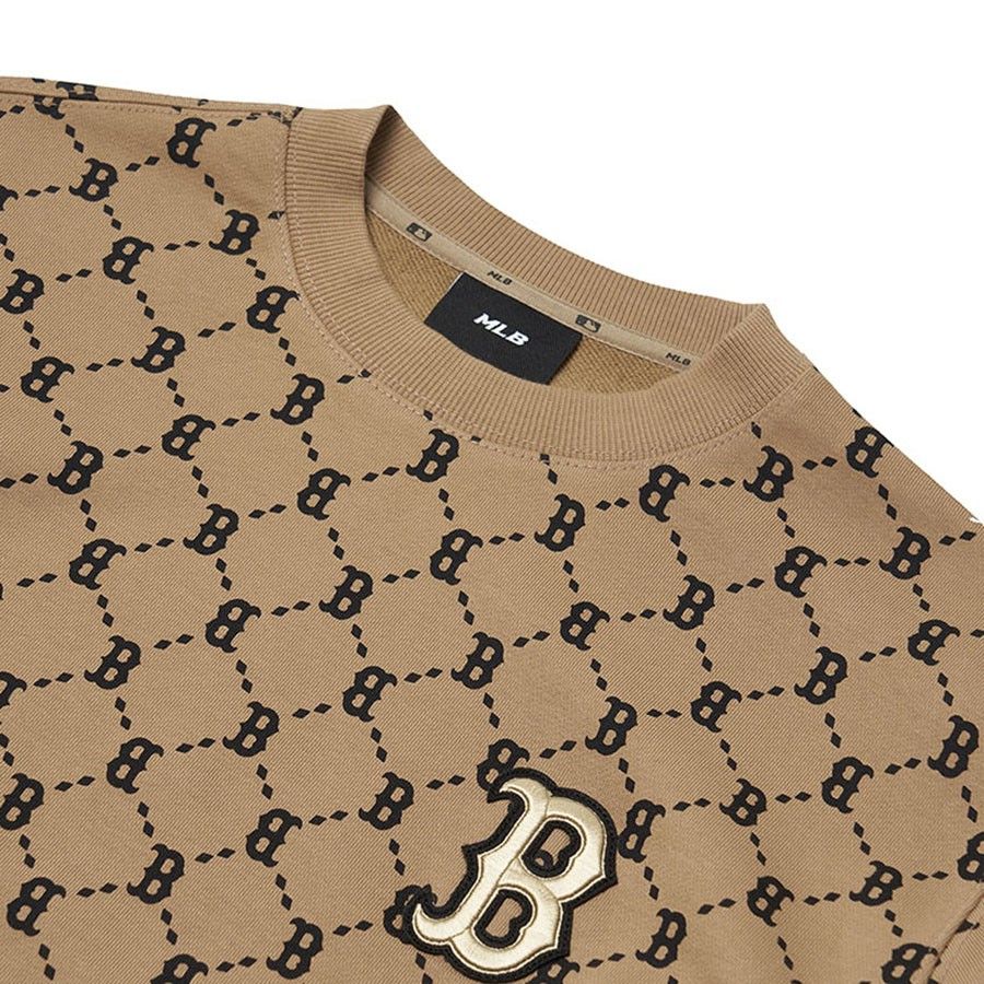  0429 - HÀNG CHÍNH HÃNG - ÁO Sweater MLB Monogram Diamond All Over Over Fit Sweatshirt Boston Red Sox  *Brown* - Code: 3AMTM0314-43BGD 