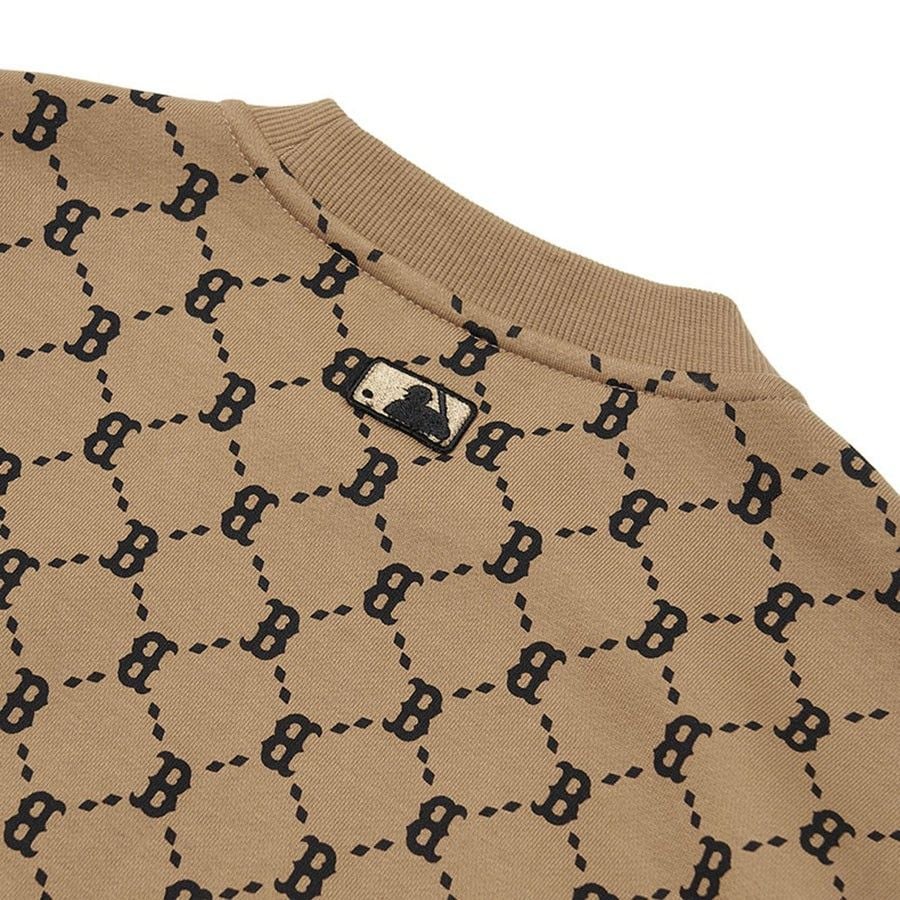  0429 - HÀNG CHÍNH HÃNG - ÁO Sweater MLB Monogram Diamond All Over Over Fit Sweatshirt Boston Red Sox  *Brown* - Code: 3AMTM0314-43BGD 