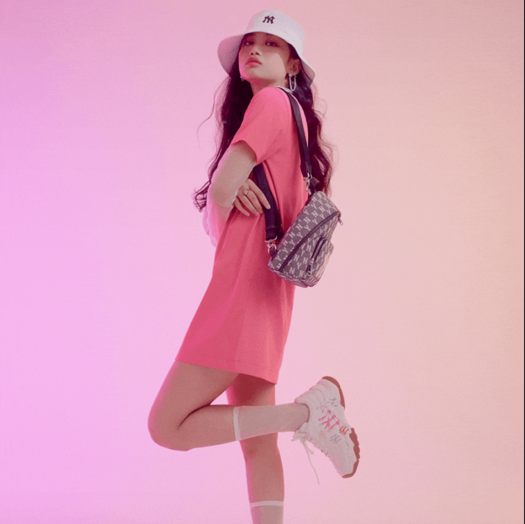  0332 - HÀNG CHÍNH HÃNG - TÚI BALO MINI CHỮ NHẬT MLB Jacquard Cross Bag New York Yankees MONOGRAM - *DENIM* - 2021** - Code: 32BG22011-50L 