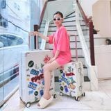  1127 - HÀNG CHÍNH HÃNG - Vali Adidas Sticker - NHỎ (Cabin Size - Xách Tay)  - MÀU TRẮNG KEM 