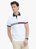  1141 - HÀNG CHÍNH HÃNG - ÁO Tommy - POLO - REGULAR FIT TOMMY BAR STRIPE  - TRẮNG 