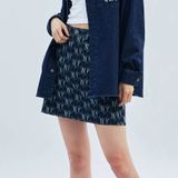  2399 - HÀNG CHÍNH HÃNG - CHÂN VÁY NỮ MLB - NEW YORK YANKEES MONOGRAM DENIM - CODE: 3FDSM0734-50NYD 