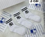  1276- HÀNG CHÍNH HÃNG - VỚ TẤT KOREA X MLB CỔ LỬNG - BOSTON NÂU ĐẤT / VER 2 [ 2023 ] - *WHITE 2 SỌC* 