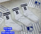  1276- HÀNG CHÍNH HÃNG - VỚ TẤT KOREA X MLB CỔ LỬNG - BOSTON NÂU ĐẤT / VER 2 [ 2023 ] - *WHITE 2 SỌC* 