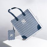  0397 - HÀNG CHÍNH HÃNG - Túi TOTE MLB họa tiết Monogram Jacquard TOTE Shopping - Xanh Navy 
