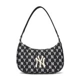  0434 - HÀNG CHÍNH HÃNG - TÚI MLB MONOGRAM HOBO BAG NEW YORK - ĐEN - CODE: 3ABQS012N-50BKS 