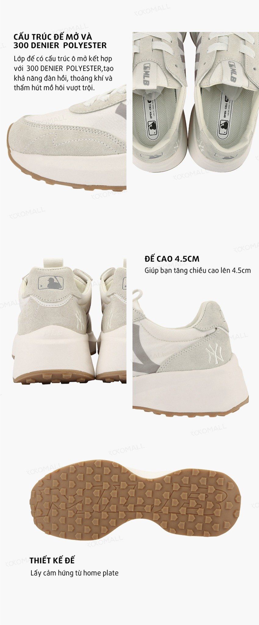  0468 - HÀNG CHÍNH HÃNG - GIÀY MLB CHUNKY JOGGER NEW YORK YANKEES - *IVORY* - Code: 32SHX1111-50i 