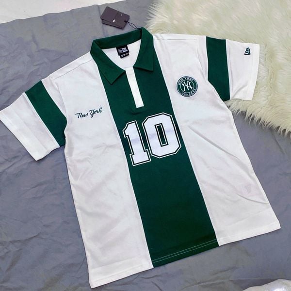  2719 - HÀNG CHÍNH HÃNG - ÁO THUN NEW ERA - POLO SỐ 10 - TRẮNG SỌC GREEN - CODE: 15488871 