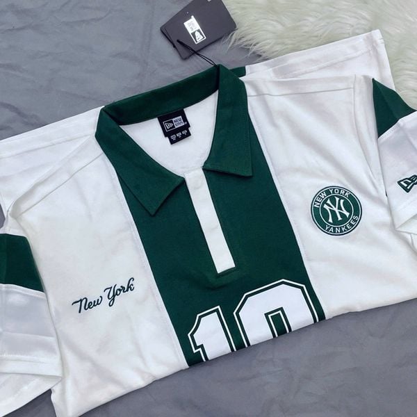  2719 - HÀNG CHÍNH HÃNG - ÁO THUN NEW ERA - POLO SỐ 10 - TRẮNG SỌC GREEN - CODE: 15488871 