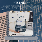  2393 - HÀNG CHÍNH HÃNG - Túi MLB Classic Monogram Jacquard Hobo Bag New York Yankees - Green - Code: 3ABQS102N-50GND 