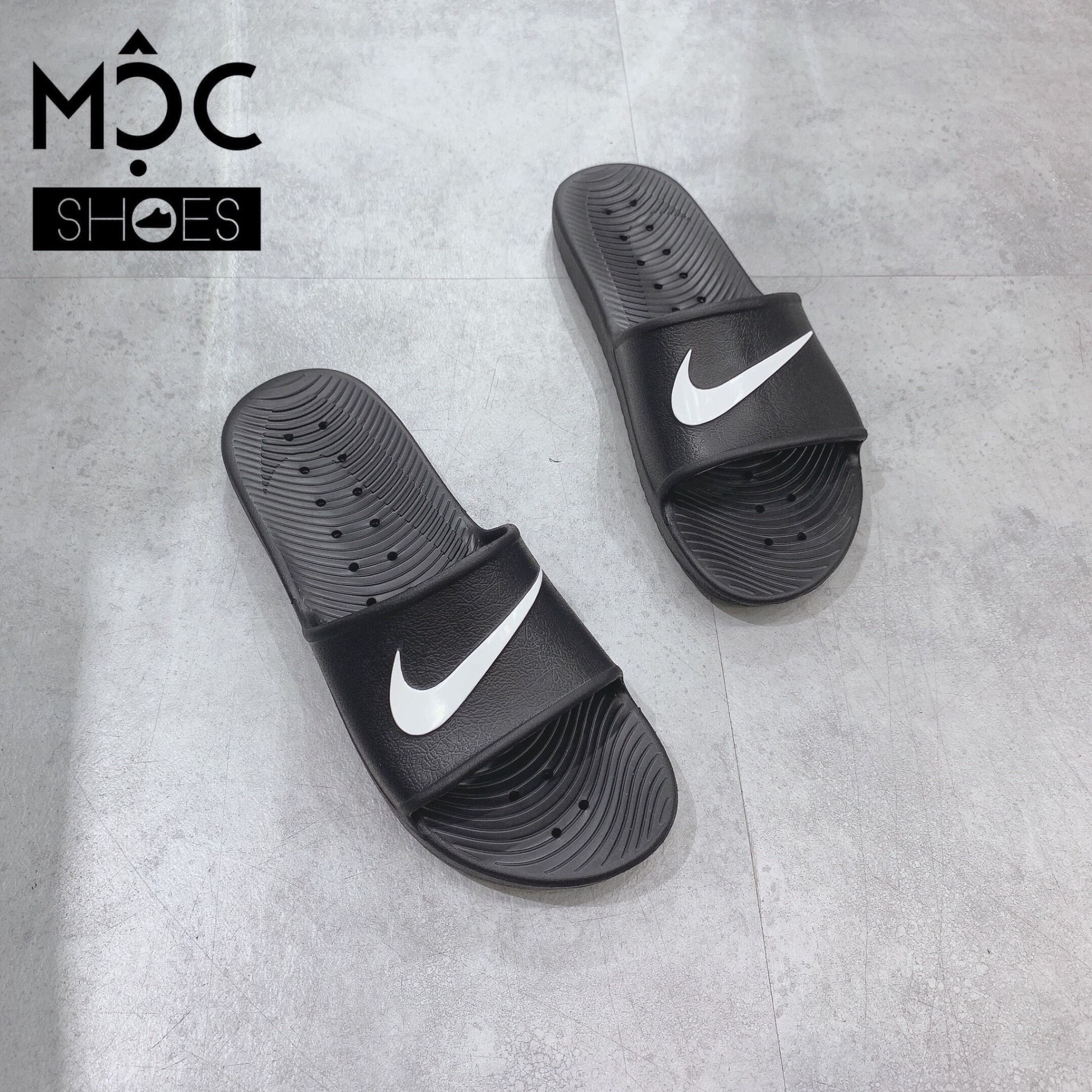 0504 - HÀNG CHÍNH HÃNG - DÉP NIKE KAWA SHOWER - * BLACK/WHITE LOGO* - – MỘC  SHOES