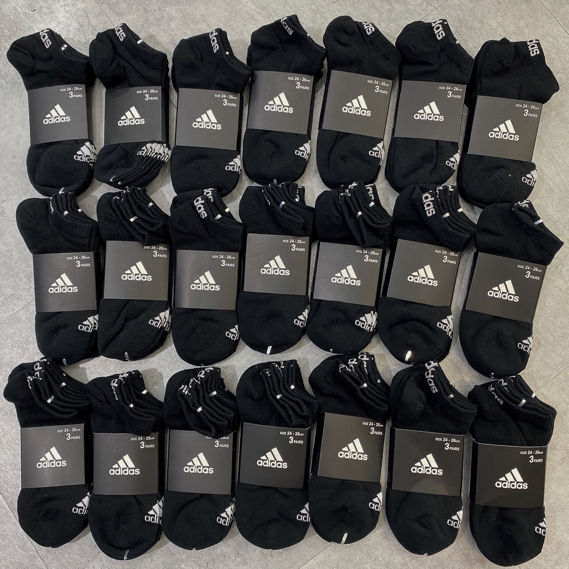  0147 - HÀNG CHÍNH HÃNG - VỚ ADIDAS - CỔ THẤP -  *BLACK/WHITE* - 2021** - Code: 