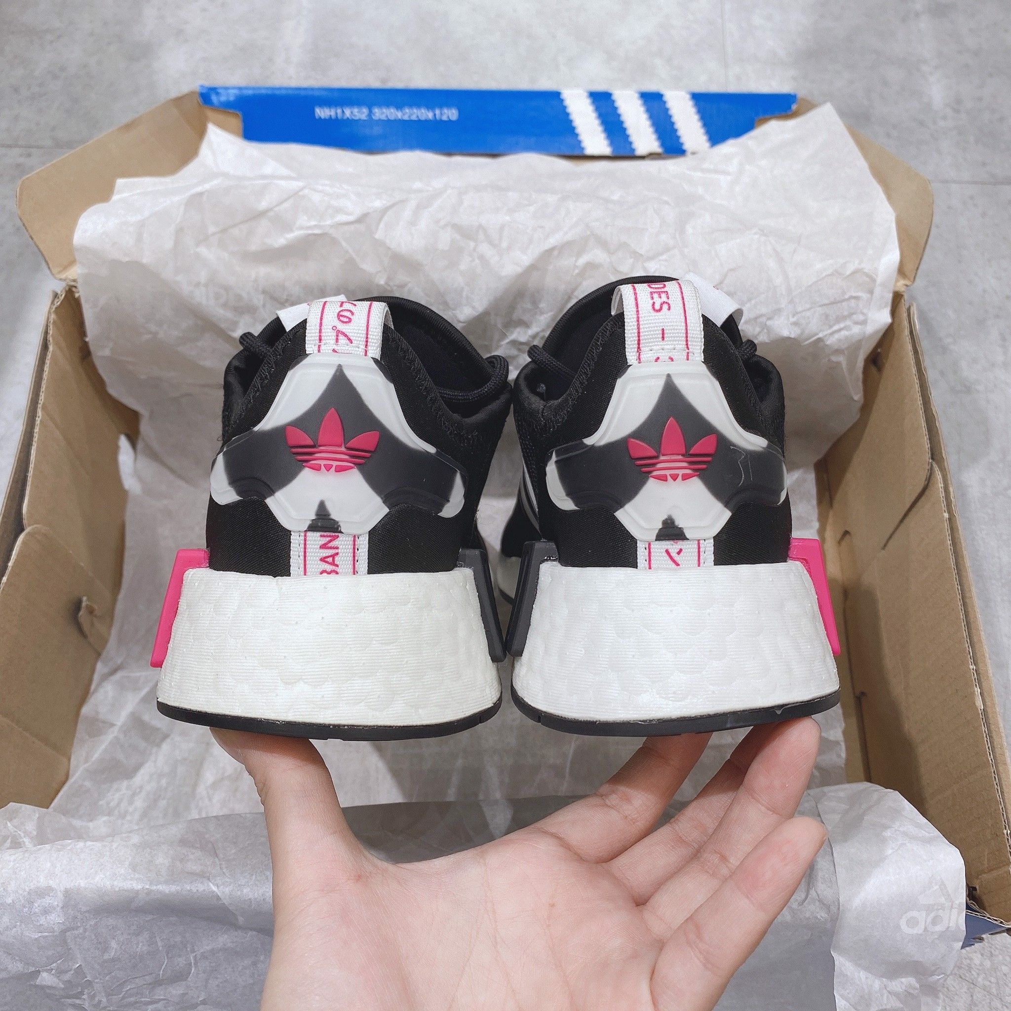  0183 - HÀNG CHÍNH HÃNG - GIÀY ADIDAS NMD (10) - TPU - Đen Đế Trắng - Cục Hồng 