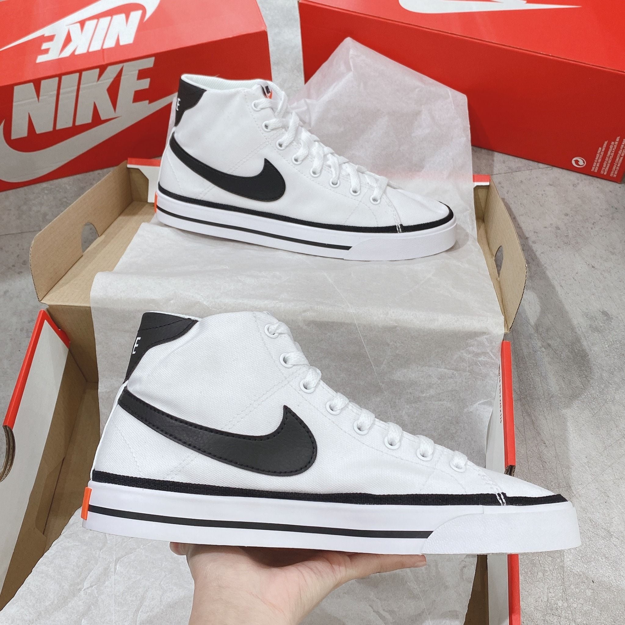  0407 - HÀNG CHÍNH HÃNG - GIÀY NIKECOURT LEGACY CANVAS MID TRẮNG- *BLACK/WHITE* - Code: DD0162-100 