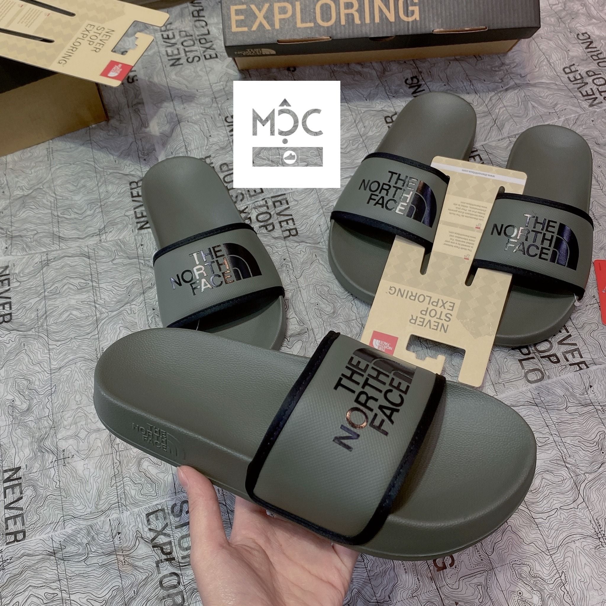  0216 - HÀNG CHÍNH HÃNG - DÉP THE NORTH FACE BASE CAMP SLIDE III - XANH RÊU - *OLIVE* - 2021** - Code: NF0A4T2RKY4 