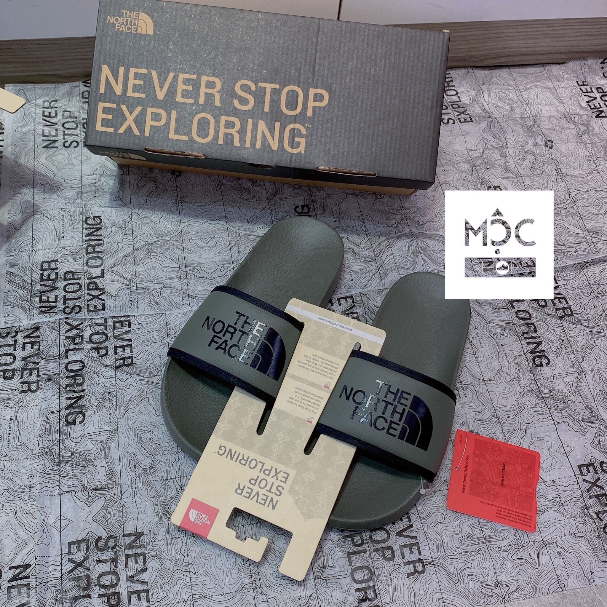  0216 - HÀNG CHÍNH HÃNG - DÉP THE NORTH FACE BASE CAMP SLIDE III - XANH RÊU - *OLIVE* - 2021** - Code: NF0A4T2RKY4 